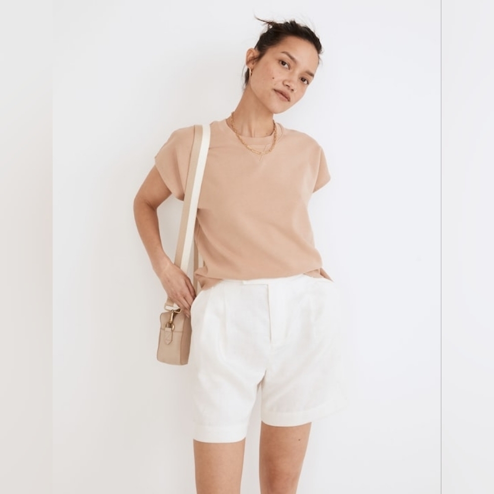 Madewell (Re)sourced Cotton Short-Sleeve Relaxed Sweatshirt In Sandstone Size S